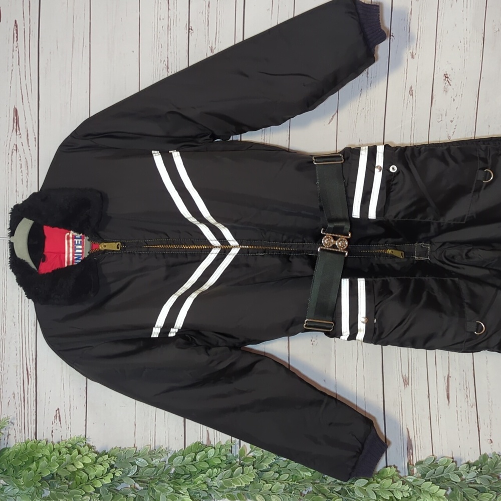 Vintage 80's United Pioneer‎ Black Snowmobile Suit Ski Snow Small Medium Unisex